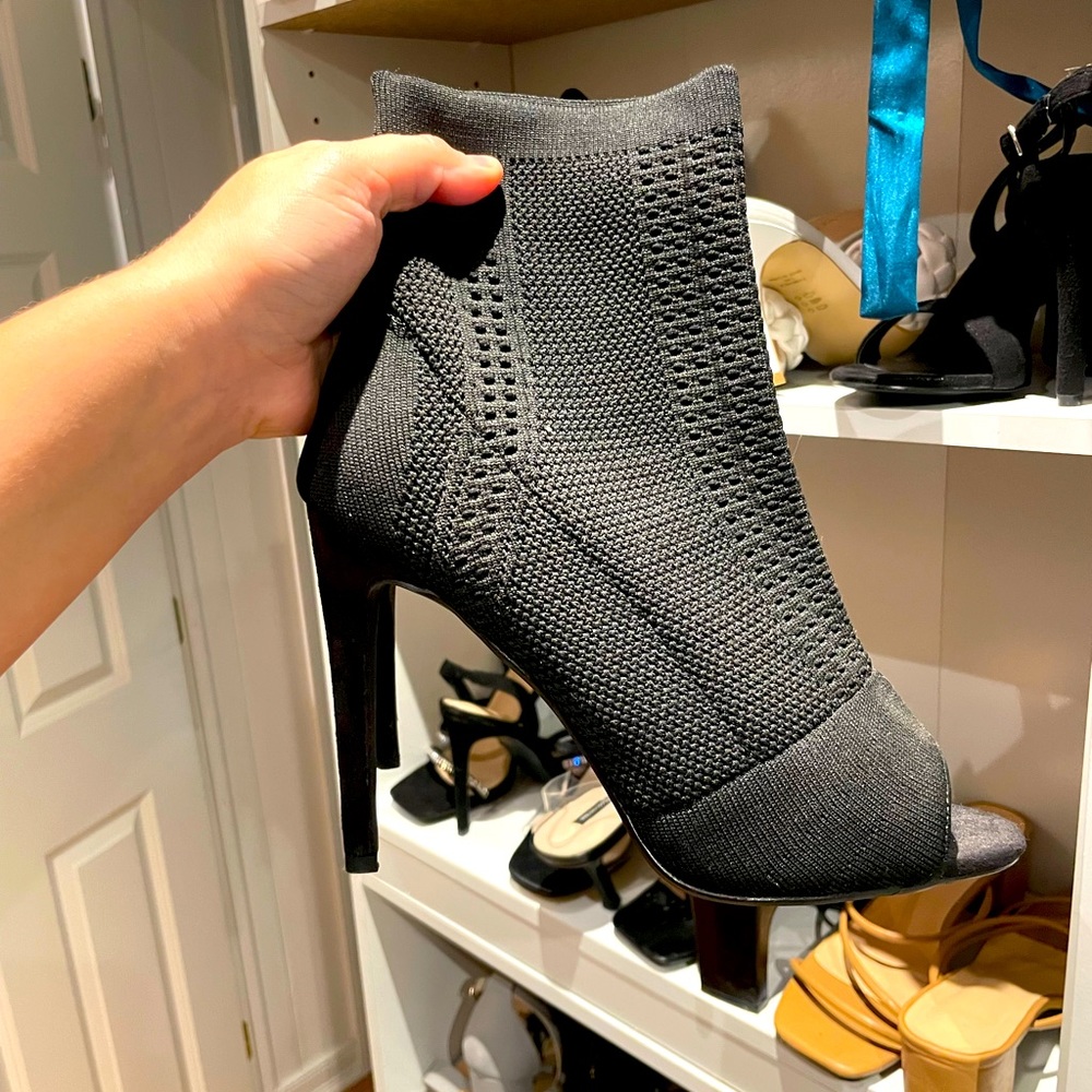 Black open toe heels